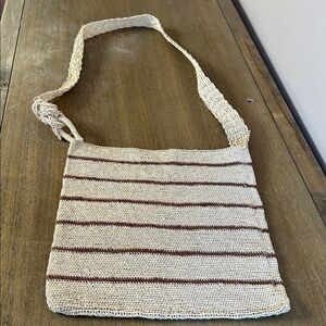 Unbranded Handmade Woven Stripped Maguey 
Men’s Crossbody Bag. Natural Fibers.